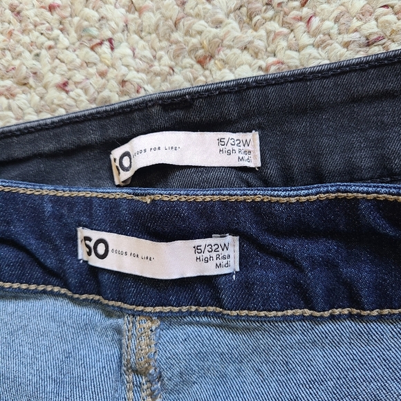 2 Pair SO High Rise Midi Jean Shorts Size 15/32W - Picture 4 of 5